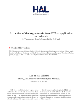 Extraction of Thalweg Networks from Dtms: Application to Badlands N