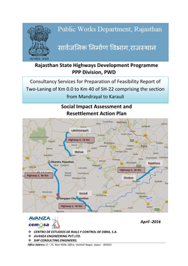 Rajasthan State Highways Development Programme PPP Division, PWD Social Impact Assessment and Resettlement Action Plan