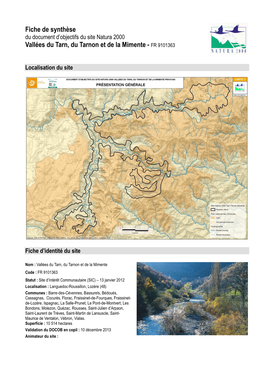 Fiche De Synthèse Vallées Du Tarn, Du Tarnon Et De La