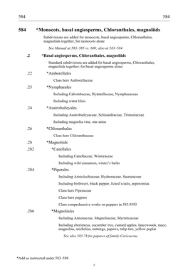 584 *Monocots, Basal Angiosperms, Chloranthales, Magnoliids