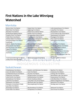 First Nations in the Lake Winnipeg Watershed