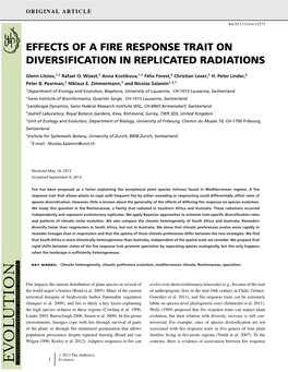 Effects of a Fire Response Trait on Diversification in Replicated Radiations