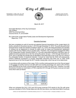 17-03 Audit of Jungle Island Facility Lease And