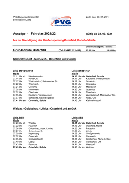 Fahrplan 2021/22 Grundschule Osterfeld