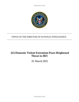 Domestic Violent Extremism Poses Heightened Threat in 2021