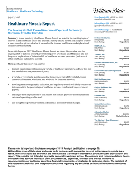 Healthcare Mosaic Report Jgarro@Williamblair.Com