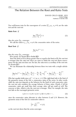 The Relation Between the Root and Ratio Tests