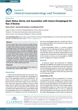 Giant Hiatus Hernia and Association with Gastro-Oesophageal Reflux