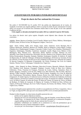 AVIS D'enquete PUBLIQUE INTER-DEPARTEMENTALE Projet