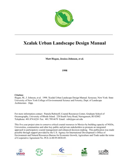 Xcalak Urban Landscape Design Manual