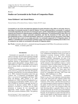 Studies on Carotenoids in the Petals of Compositae Plants