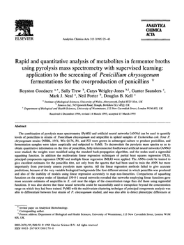 Rapid and Quantitative Analysis of Metabolites in Fermentor Broths