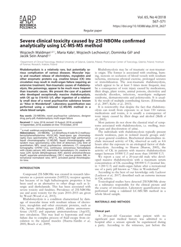 Severe Clinical Toxicity Caused by 25I-Nbome Confirmed Analytically