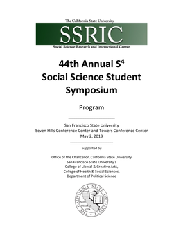 44Th Annual S4 Social Science Student Symposium