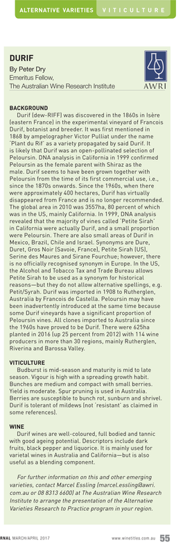 By Peter Dry Emeritus Fellow, the Australian Wine Research Institute