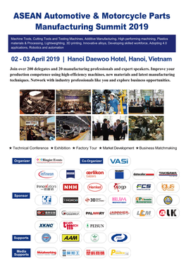 ASEAN Automotive & Motorcycle Parts Manufacturing Summit 2019