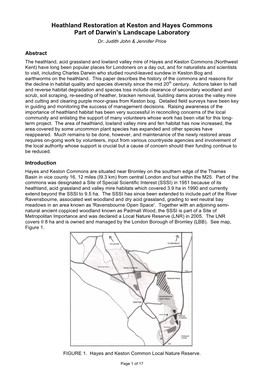 Heathland Restoration at Keston and Hayes Commons Part of Darwin's
