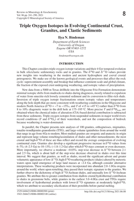 Triple Oxygen Isotopes in Evolving Continental Crust, Granites, and Clastic Sediments Ilya N