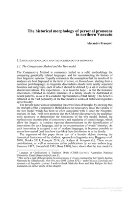 The Historical Morphology of Personal Pronouns in Northern Vanuatu