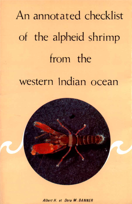 An Annotated Checklist of the Alpheid Shrimp from the Western Indian Ocean