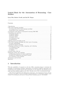 Logical Basis for the Automation of Reasoning: Case Studies1