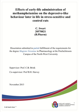 Effects of Early-Life Administration of Methamphetamine on the Depressive-Like Behaviour Later in Life in Stress-Sensitive and Control Rats