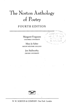 I He Norton Anthology Or Poetry FOURTH EDITION