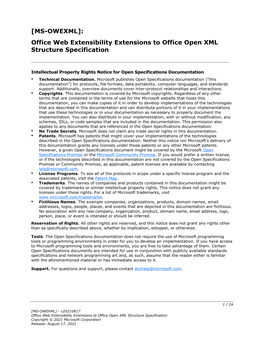 Office Web Extensibility Extensions to Office Open XML Structure Specification