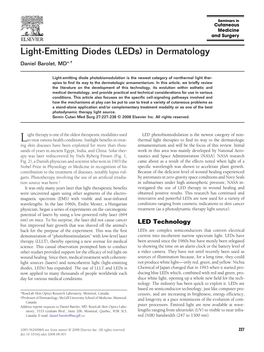 Light-Emitting Diodes (Leds) in Dermatology Daniel Barolet, MD*,†