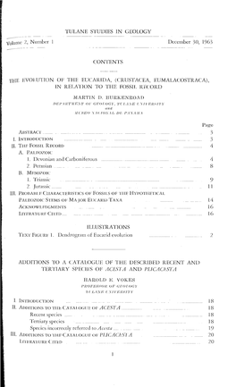 TULANE STUDIES in GEOLOGY Volume 2, Number 1 December 30