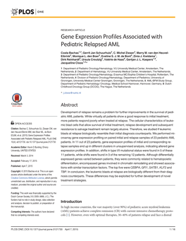 Gene Expression Profiles Associated with Pediatric Relapsed AML