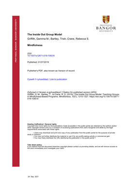 The Inside out Group Model: Teaching Groups in Mindfulness-Based Programs