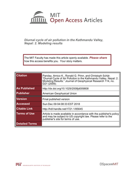 Diurnal Cycle of Air Pollution in the Kathmandu Valley, Nepal: 2