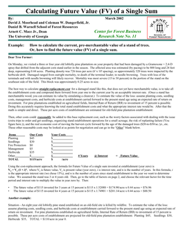 Calculating Future Value (FV) of a Single Sum By: March 2002 David J