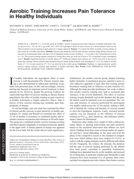 Aerobic Training Increases Pain Tolerance in Healthy Individuals