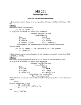 Solutions to Ideal Gas Practice Problems