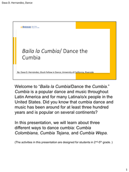 Baila La Cumbia/ Dance the Cumbia