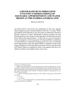 A River Basin Runs Through It: Evolving Understandings of Equitable Apportionment and Water Rights at the Florida-Georgia Line