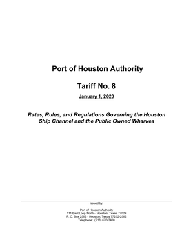 Port of Houston Authority Tariff No. 8