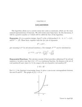 LOGARITHMS the Logarithm Allows Us to Convert Ratios Into Cents Or