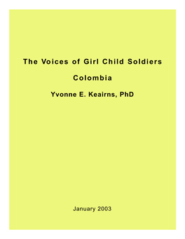 The Voices of Girl Child Soldiers C O L O M B