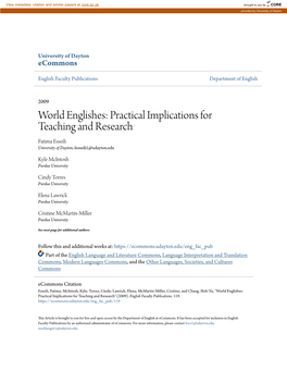 World Englishes: Practical Implications for Teaching and Research Fatima Esseili University of Dayton, Fesseili1@Udayton.Edu