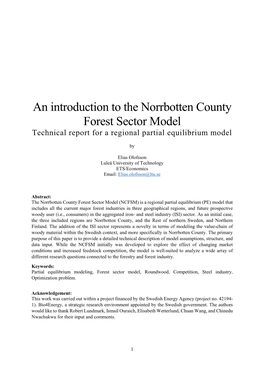 An Introduction to the Norrbotten County Forest Sector Model Technical Report for a Regional Partial Equilibrium Model