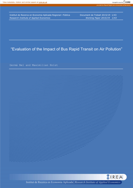 “Evaluation of the Impact of Bus Rapid Transit on Air Pollution”