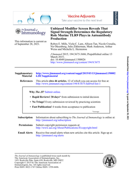 Production Role Murine TLR9 Plays in Autoantibody Signal Strength