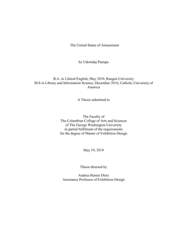 The United States of Amusement by Udomdej Puenpa B.A. in Liberal English, May 2010, Rangsit University M.S in Library and Inform