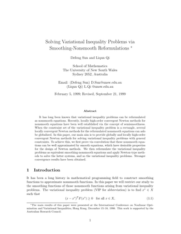 Solving Variational Inequality Problems Via Smoothing-Nonsmooth Reformulations ∗