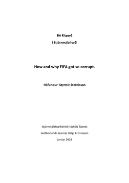 How and Why FIFA Got So Corrupt