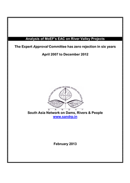 Analysis of Moef's EAC on River Valley Projects