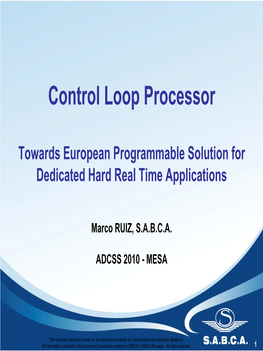 Control Loop Processor Towards European Processor for Dedicated